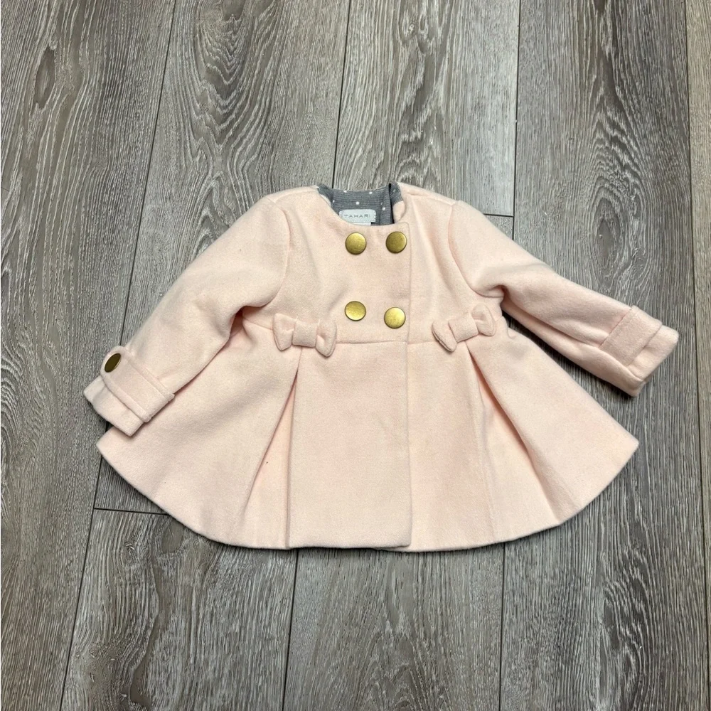 Tahari Pink Double-Breasted Kids Pea Coat